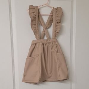 Tan Ruffle Strap Faux Leather Romper Dress 5T